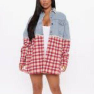 Fashion Nova Kirra Oversized Denim Shacket Denim Jacket Size XLarge